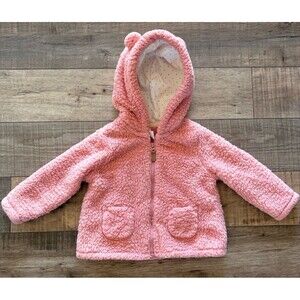 Carter's Baby Girl 18 Months Zippered Pink Sherpa Hoodie/Jacket Used